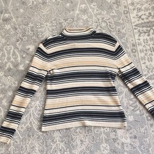 90s Mock Neck Stripped Sweater
